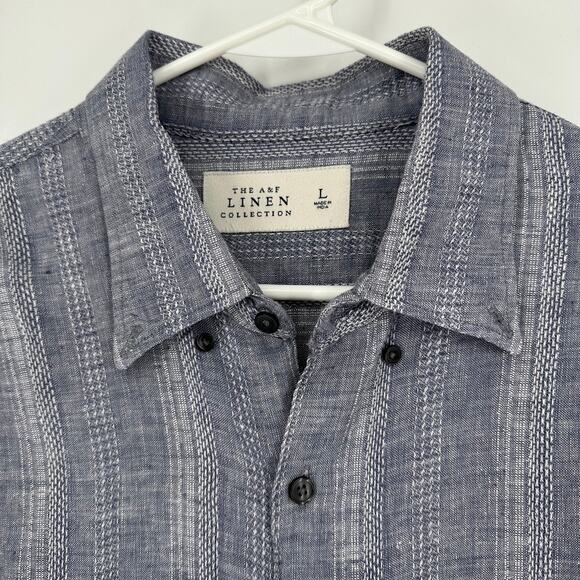 Abercrombie Fitch Linen Collection Shirt Men LARGE Summer Lightweight Preppy - Picture 3 of 14